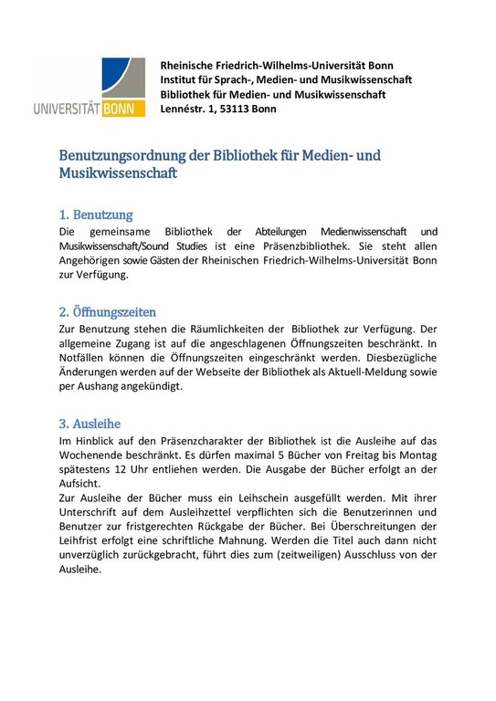 Hinweise zur Bibliotheksnutzung