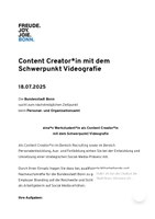 Stellenausschreibung Bundesstadt Bonn Content Creator